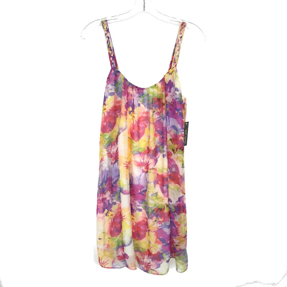 NWT Womens Size Small Charlie Jade Multicolor Peony Flower Floral Swing Dress